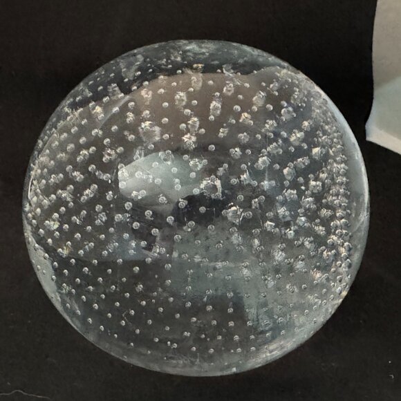 Clear Round Glass 3 Paperweight Controlled Bubbles Poland hand made - F1506 - Picture 4 of 10